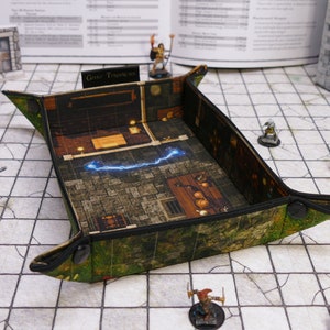 Alchemist Lab Battlemap Dice Tray, Two-Sided RPG Map DnD Dice tray for TTRPGs, Standard Medium Rectangle image 1