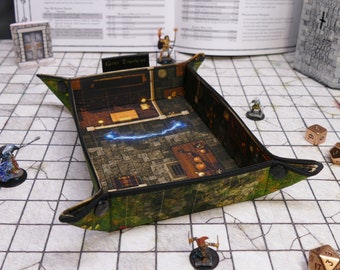 Alchemist Lab Battlemap Dice Tray, Two-Sided RPG Map DnD Dice tray for TTRPGs, Standard Medium Rectangle