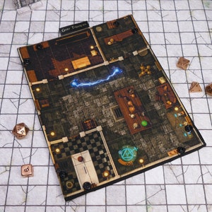 Alchemist Lab Battlemap Dice Tray, Two-Sided RPG Map DnD Dice tray for TTRPGs, Standard Medium Rectangle image 2