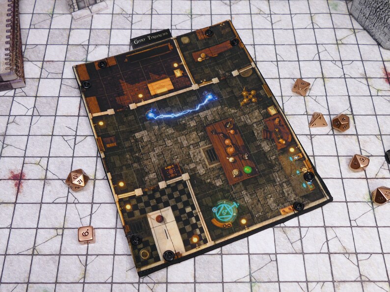 Alchemist Lab Battlemap Dice Tray, Two-Sided RPG Map DnD Dice tray for TTRPGs, Standard Medium Rectangle image 2