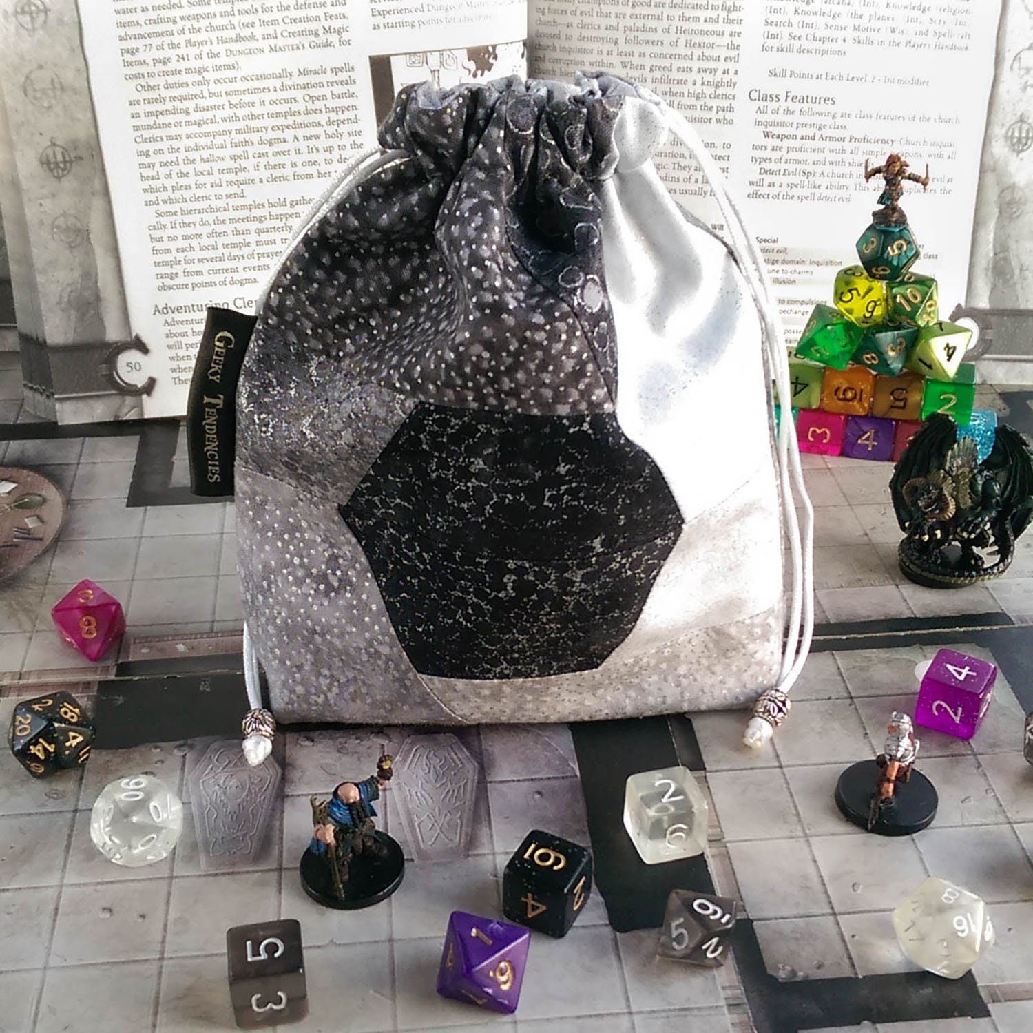 Drawstring Bag Pattern Dnd Accessories Dice Bag With Etsy