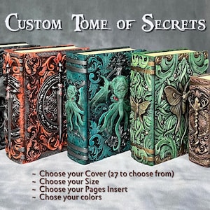Custom Hand-Painted Secret Tome Book Box: RPG Dice & Card Storage or Dice Tower - Fantasy Decor