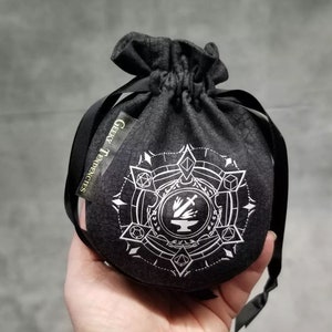 Personalized small round dice bag, dnd accessories, drawstring bag coin pouch, nerdy gifts image 1