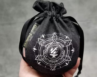 Personalized small round dice bag, dnd accessories, drawstring bag coin pouch, nerdy gifts