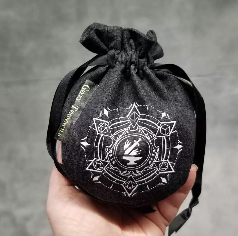 Personalized small round dice bag, dnd accessories, drawstring bag coin pouch, nerdy gifts image 1