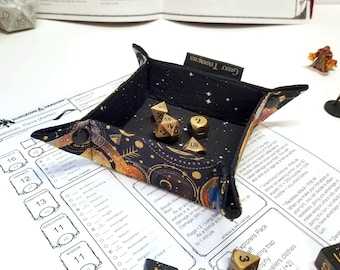Collapsible Dice Tray - Small Dice tray for Tabletop gaming - dnd gifts - space fabric