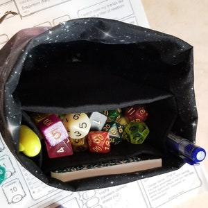 Galaxy Dice Bag with Pockets tabletop gaming bag nerdy gift dnd gifts space print image 3