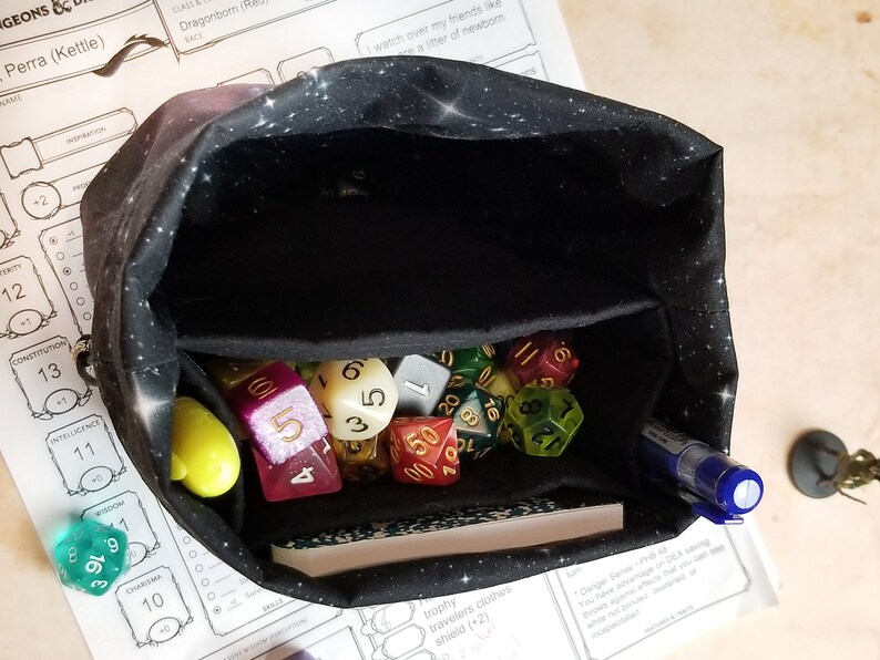 Galaxy Dice Bag with Pockets tabletop gaming bag nerdy gift dnd gifts space print image 3