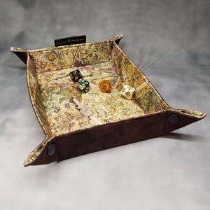 Fantasy Maps DnD Dice Tray, Dice rolling tray accessory for RPG and board games, dungeon master/game master gift