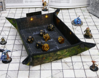 Abandoned Crypt Battle-map Dice Tray, Dual Sided Encounter Map DnD Dice tray for RPGs, Standard Medium Rectangle
