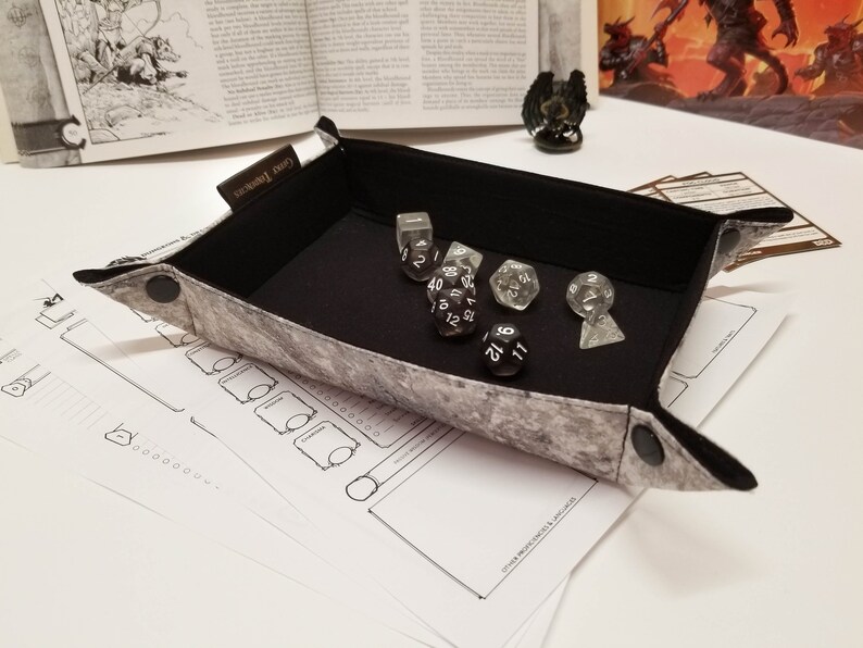 Folding dice tray Collapsible Travel Tray D&D Gift Geeky Gifts Gifts for Gamers image 1