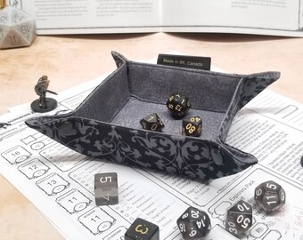 Collapsible Dice Tray - Small Dice tray for Tabletop gaming - dnd gifts - Gothic Necromancer Print