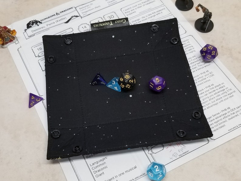 Celestial print small dice tray, moon and stars theme, dnd dice tray, board game accessories, geeky gifts image 3