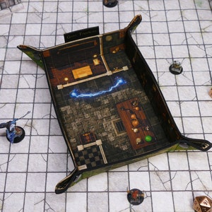 Alchemist Lab Battlemap Dice Tray, Two-Sided RPG Map DnD Dice tray for TTRPGs, Standard Medium Rectangle image 9