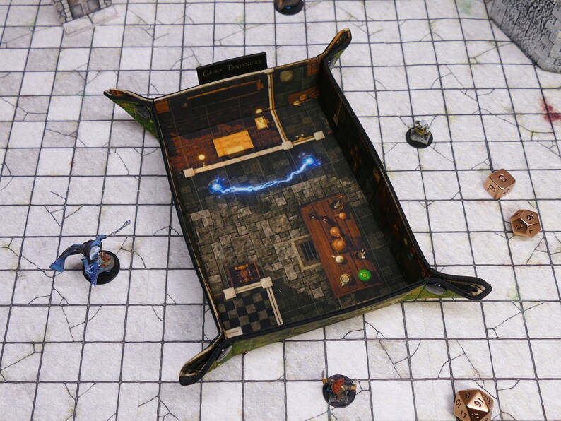Alchemist Lab Battlemap Dice Tray, Two-Sided RPG Map DnD Dice tray for TTRPGs, Standard Medium Rectangle image 9