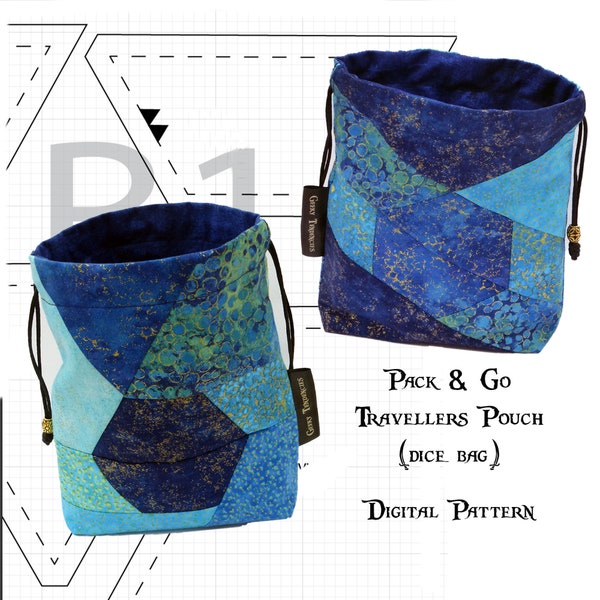 Drawstring Bag Pattern - DnD Accessories - Dice Bag With Pockets - Craft Kit for Adults - Digital Sewing Pattern