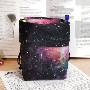 Galaxy Dice Bag with Pockets tabletop gaming bag nerdy gift dnd gifts space print image 5