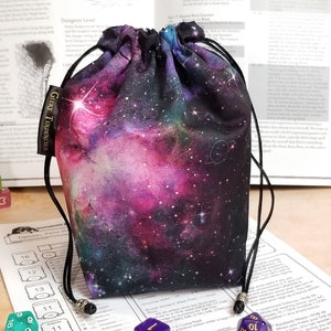 Galaxy Dice Bag with Pockets tabletop gaming bag nerdy gift dnd gifts space print image 7