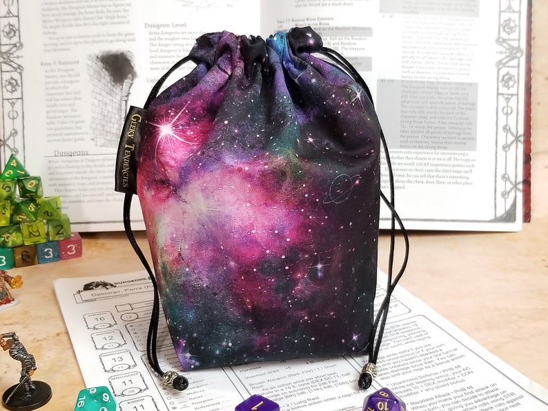 Galaxy Dice Bag with Pockets tabletop gaming bag nerdy gift dnd gifts space print image 7
