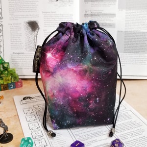 Galaxy Dice Bag with Pockets tabletop gaming bag nerdy gift dnd gifts space print NO! Bag Only please.