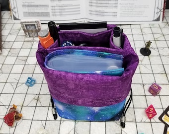 Blue Nebula dice bag, DnD dice bag with pockets, RPG accessories, geeky gifts