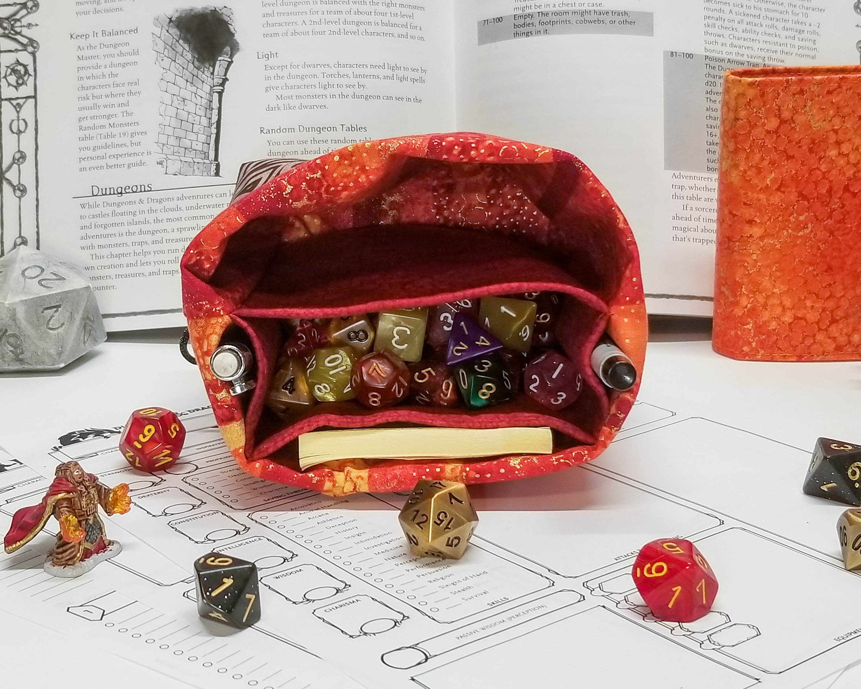 Dnd Dice bag 5 pocket dice bag RPG accessories Dungeon Etsy