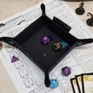 Celestial print small dice tray, moon and stars theme, dnd dice tray, board game accessories, geeky gifts image 2