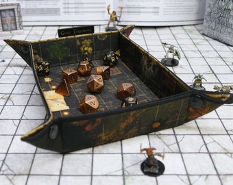 Forlorn Chapel Camp Battlemap Dice Tray, Two-Sided RPG Map DnD Dice tray for TTRPGs, Standard Medium Rectangle