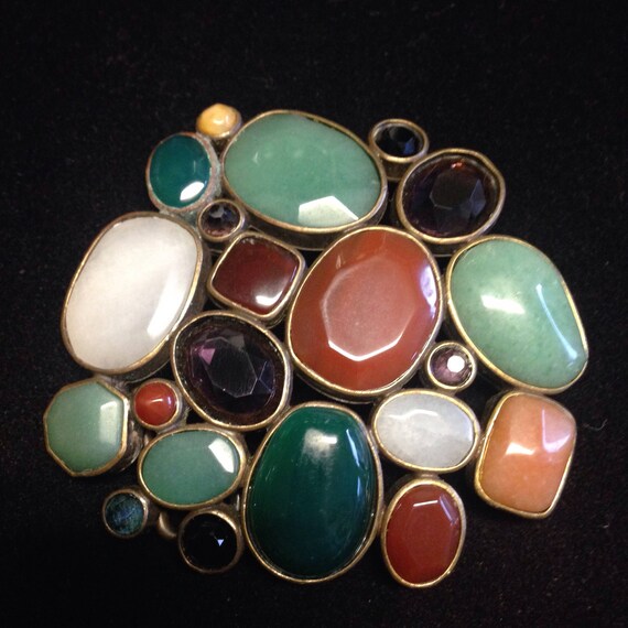 Belt buckle abstract gemstones