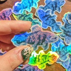 Coelacanth Holographic Sticker | Two Sizes Available - Fossil Fish Ocean Art