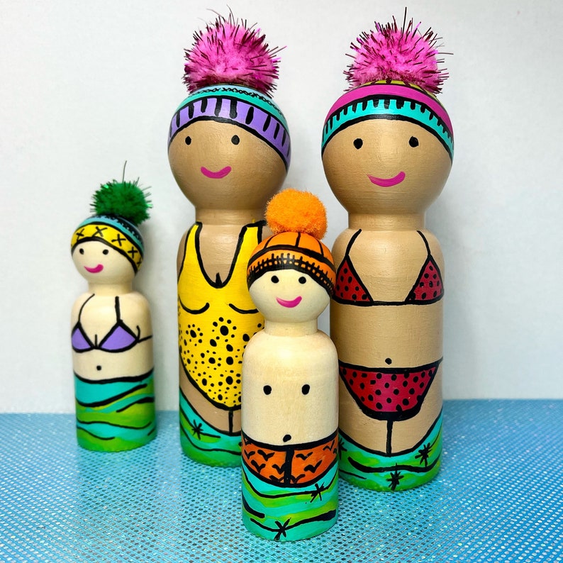 Order a Customised Wild Swimmer Peg Doll Ornament. Cold Water Therapy. Gift for Wild Swimmers