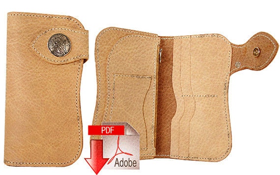 pdf pattern leather template long wallet leathercraft diy etsy leather template