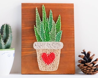 Succulent, Cacti wall art decor, colorful and modern plant string art decor, potted succulent wall decor for minimalist, Mother’s day gift