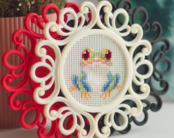 Stitchable Cross Stitch Frame – Plastic Canvas Frame, Perforated Embroidery Frame, Cross Stitch Decor Display