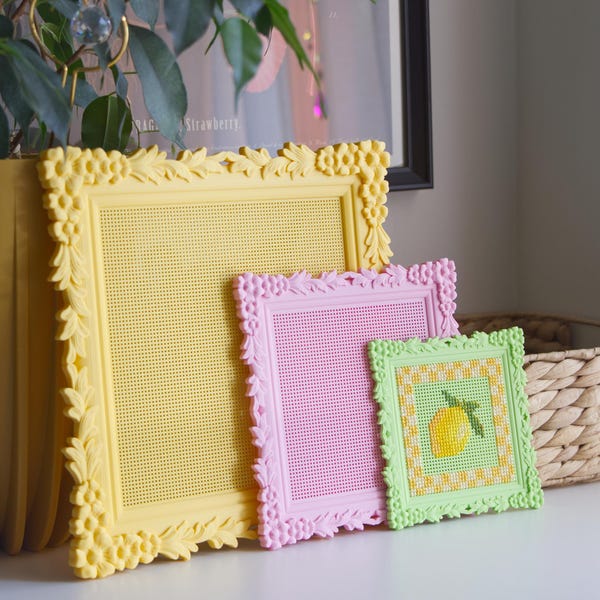Cross Stitch Frame: Floral Ornate Stitchable Embroidery Blank, No-Hoop Needlework Display