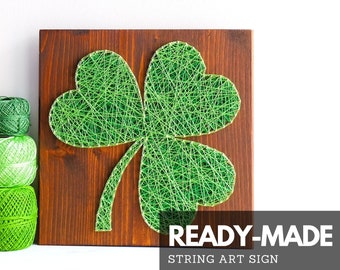 Shamrock leaf string art wall decor, green St. Patrick's day decoration, clover leaf home decor, Irish shamrock green lucky gift for friends