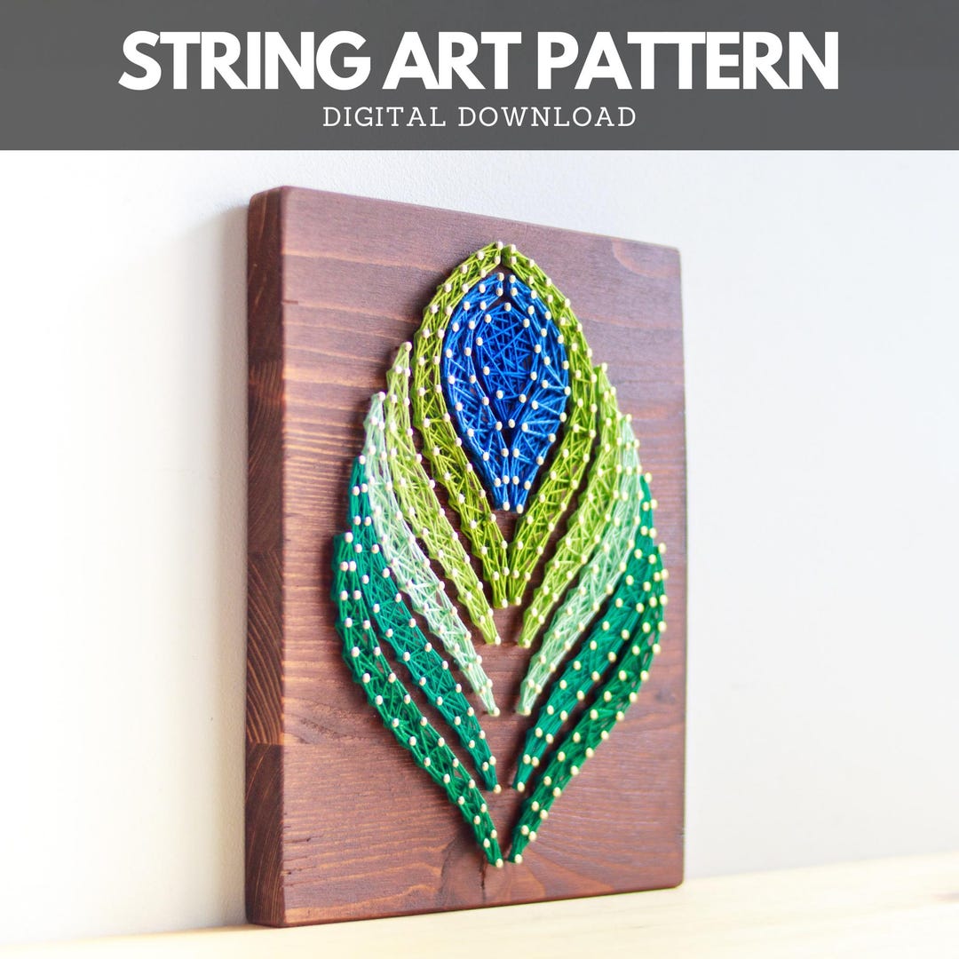 String Design Peacock String Art Pattern - Peacock Feather Template - Etsy