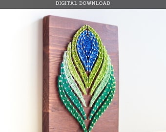 String Art Pattern - Peacock Feather Template