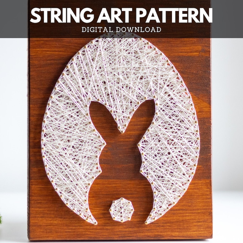 String Art-patroon: sjabloon voor eenvoudige paashaas en eieren afbeelding 2