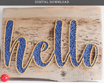 String Art Pattern - Hello Text Template