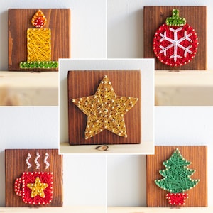 String Art Pattern Set - 5 Simple Christmas Design Templates