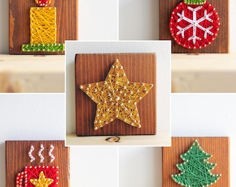 String Art Pattern Set - 5 Simple Christmas Design Templates