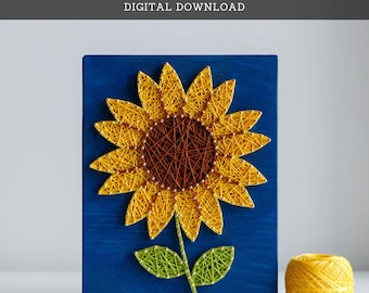 String Art Pattern - Sunflower with Stem Template