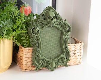Gothic Skull Cross Stitch Frame: Whimsigoth Decor Perforated Embroidery Frame