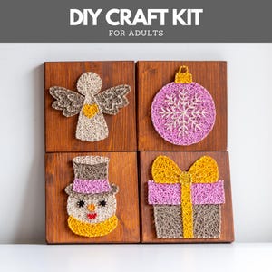 Kit di String Art per adulti: piccoli disegni natalizi pre-inchiodati, kit fai da te