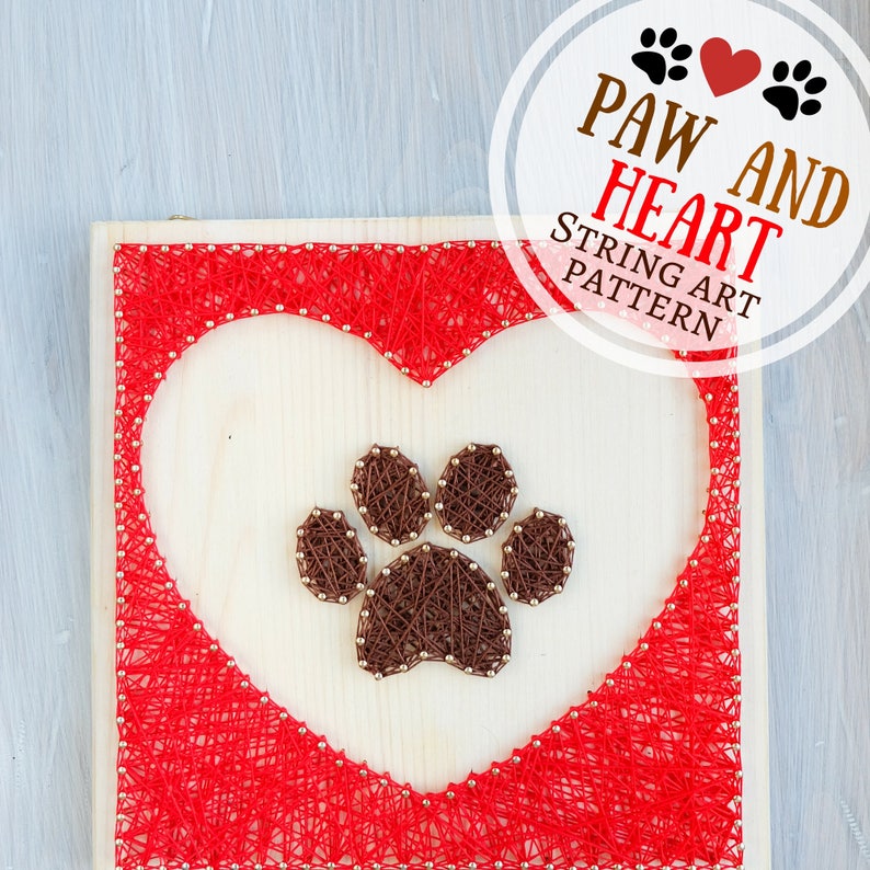 Free Printable Heart Paw String Art Patterns