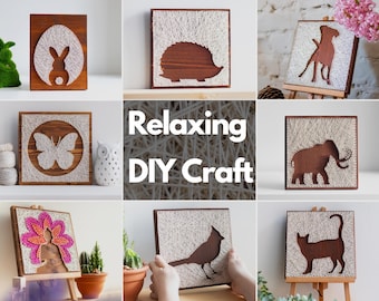 Relaxing Stress Relief Craft for Adults – Beginner String Art Kit – DIY Wall Decor Project