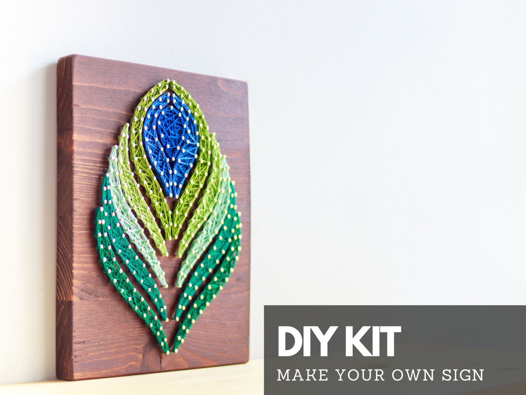 String Design Peacock Peacock Bird Feather String Art DIY Kit for Kids and Adults - DIY Wood ...