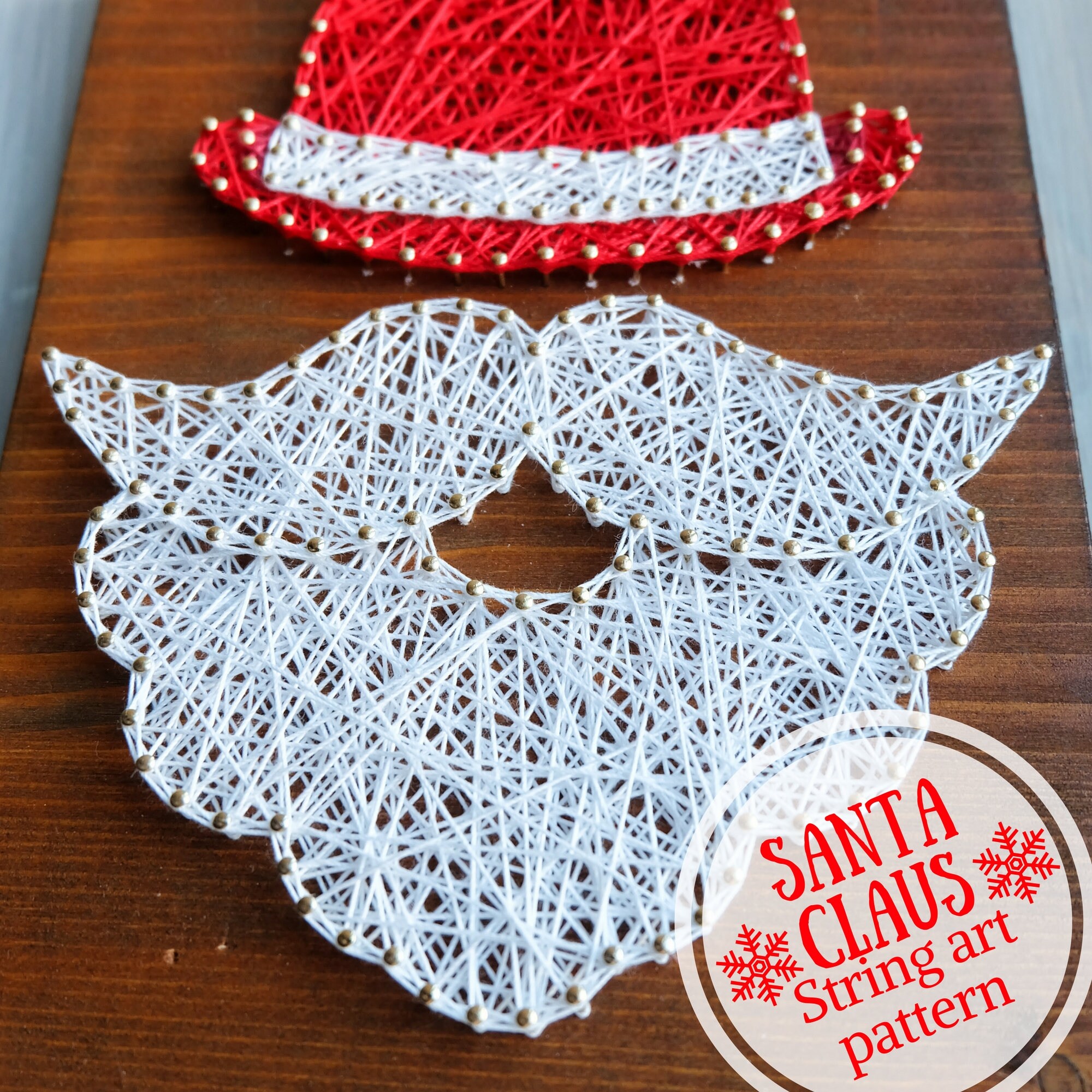 Christmas String Art Pattern for Kids and Adults Santa Claus Etsy