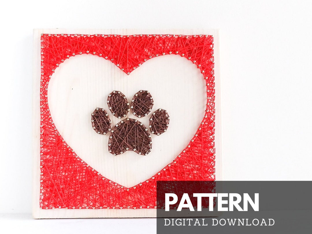 Dog Paw and Heart String Art Pattern Printable Dog Paw and Heart DIY ...